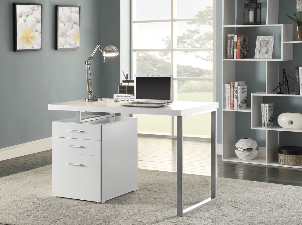 Contemporary white writing desk by Coaster