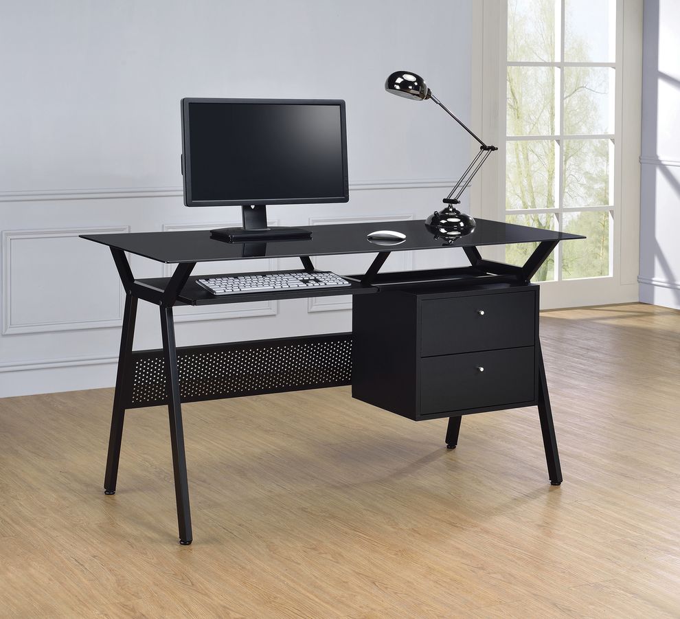 Casual black computer desk by Coaster