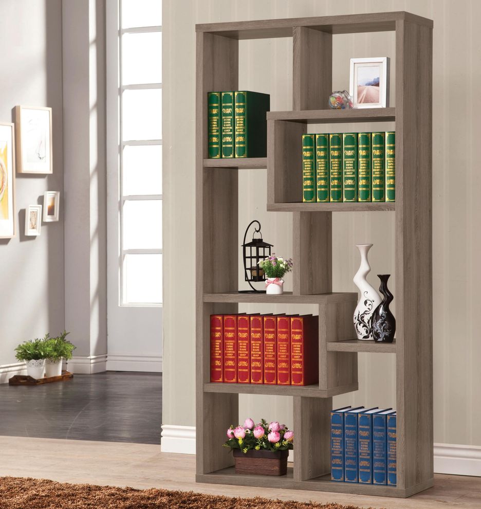 Modern display cabinet / bookcase in weathered gray by Coaster