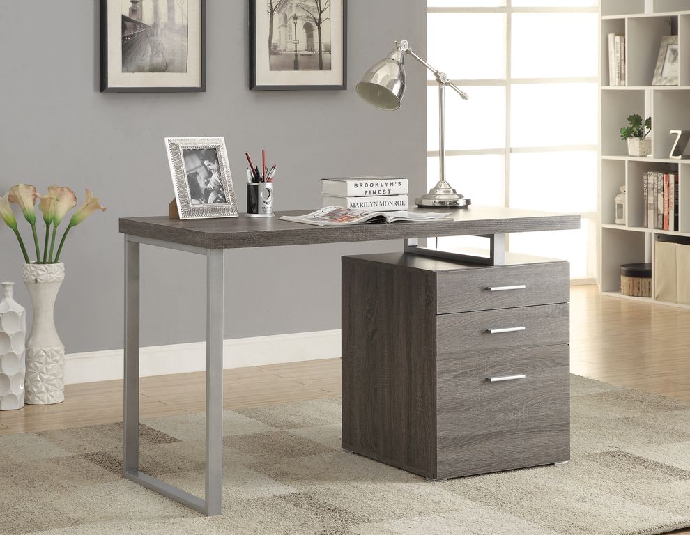 Contemporary weathered light grey writing desk by Coaster