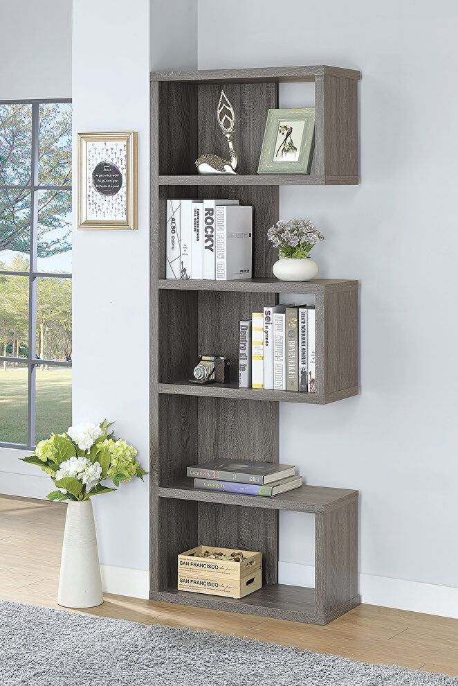Contemporary weathered gray bookcase by Coaster