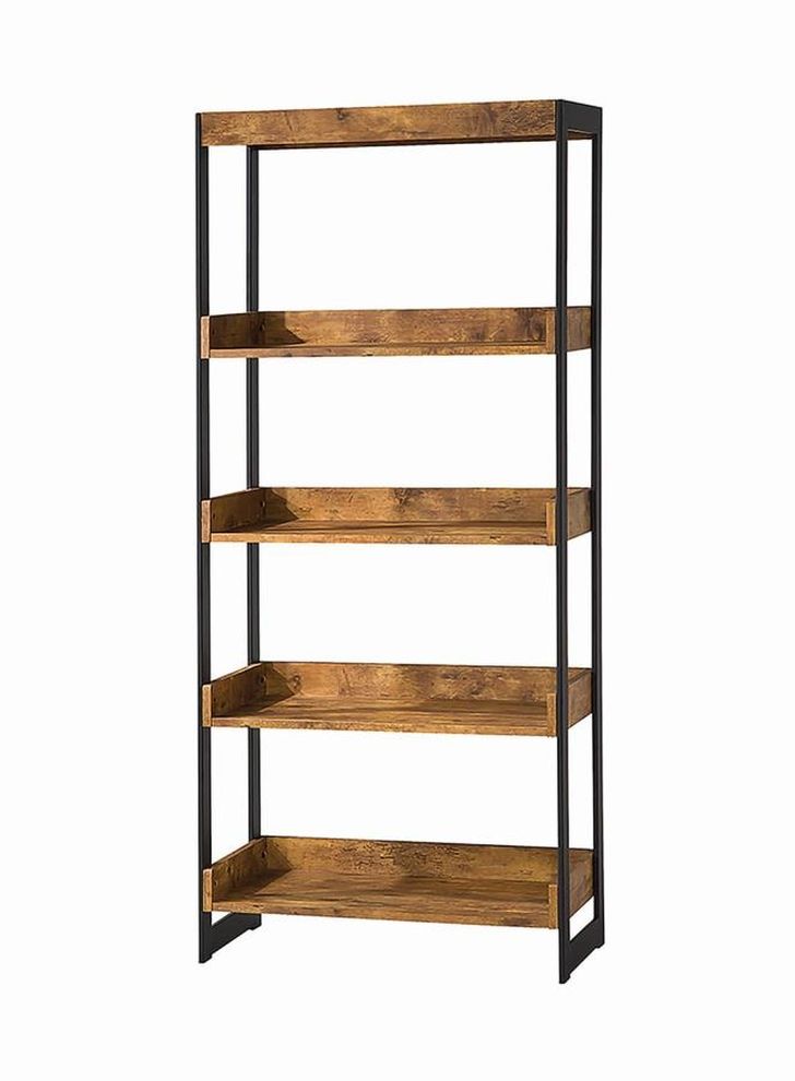 Industrial antique nutmeg bookcase by Coaster
