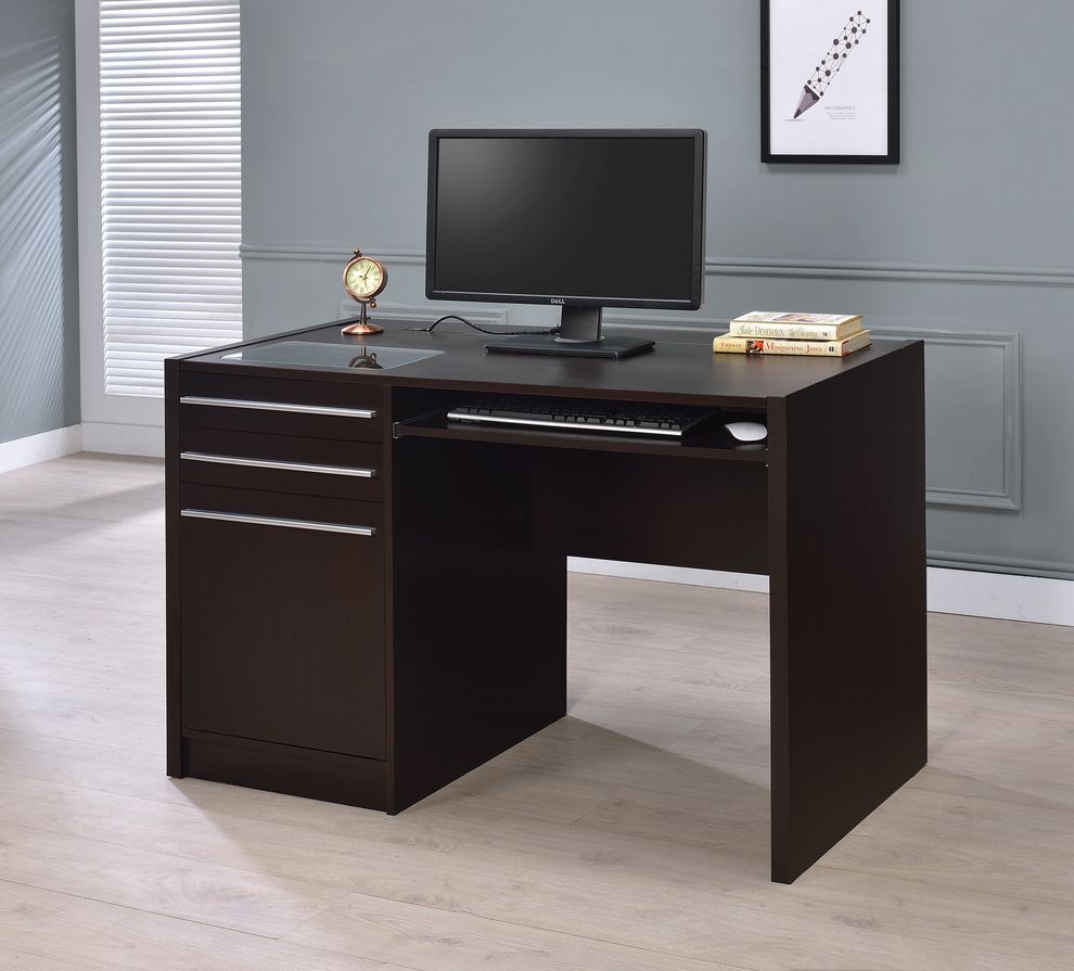 Contemporary dark espresso connect-it computer desk by Coaster