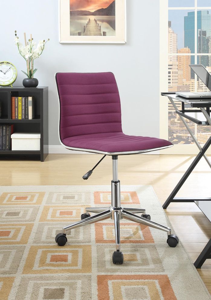 Purple fabric / chrome office chair by Coaster