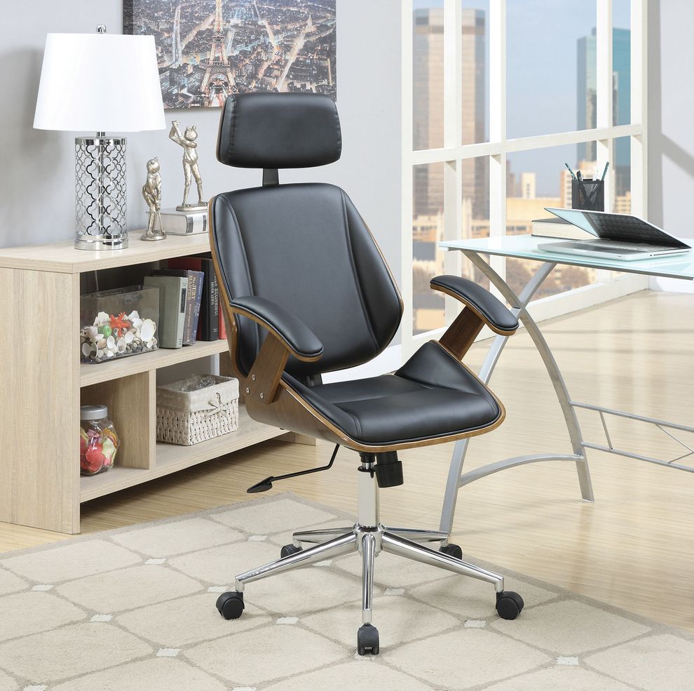 Walnut/black modern computer chair by Coaster