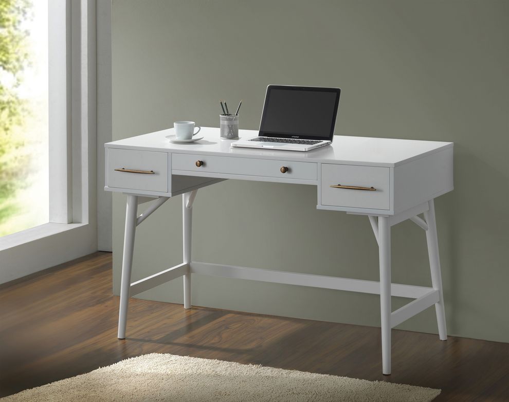 Transitional white writing desk by Coaster