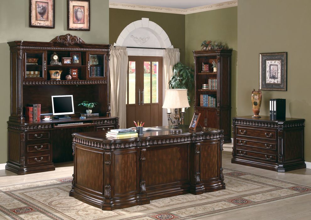 Tucker traditional rich brown executive desk by Coaster