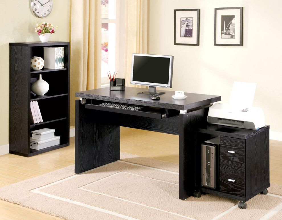 Contemporary black oak computer desk by Coaster