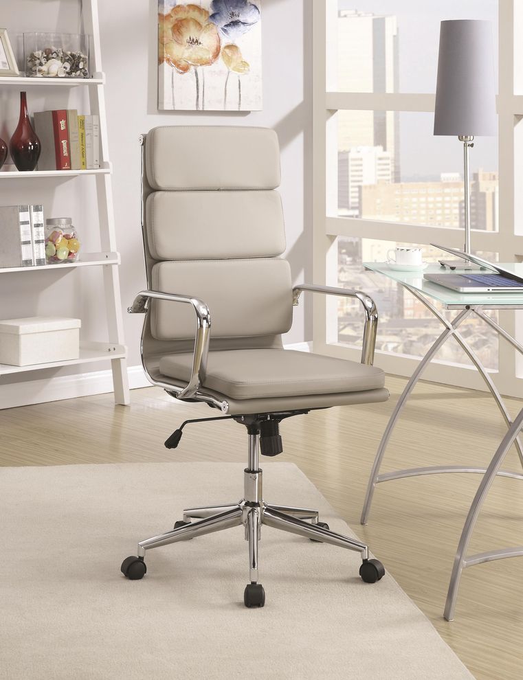 Taupe leatherette office chair w/ chrome by Coaster