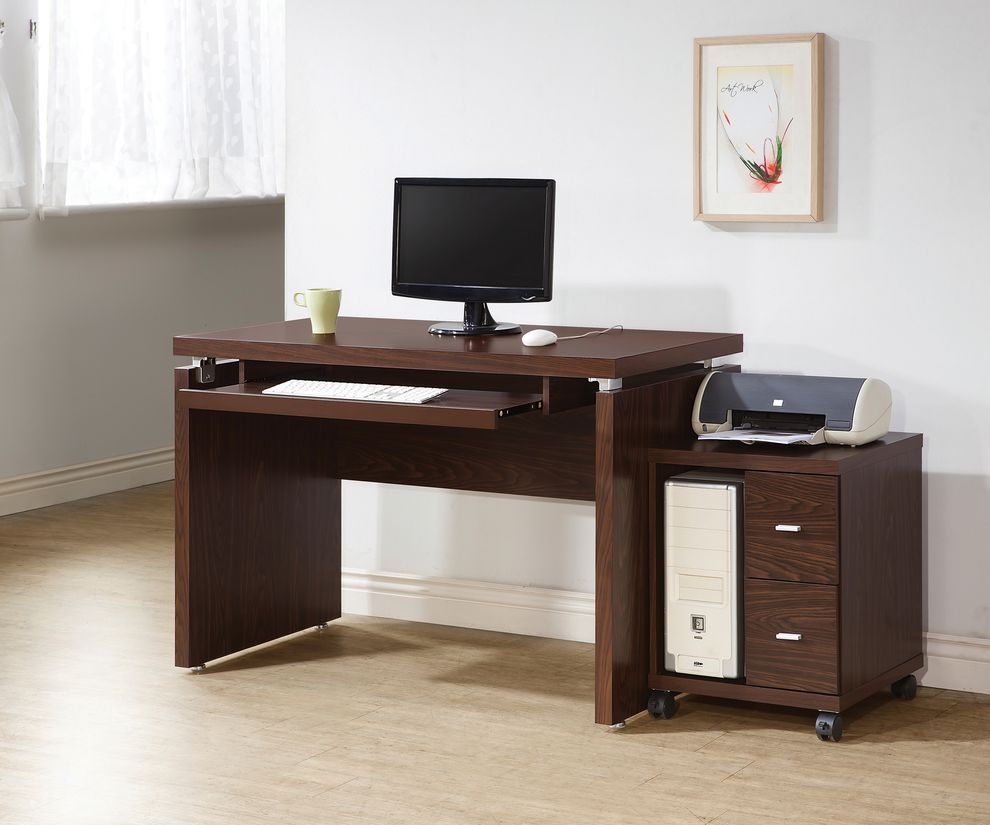 Contemporary medium oak computer desk by Coaster
