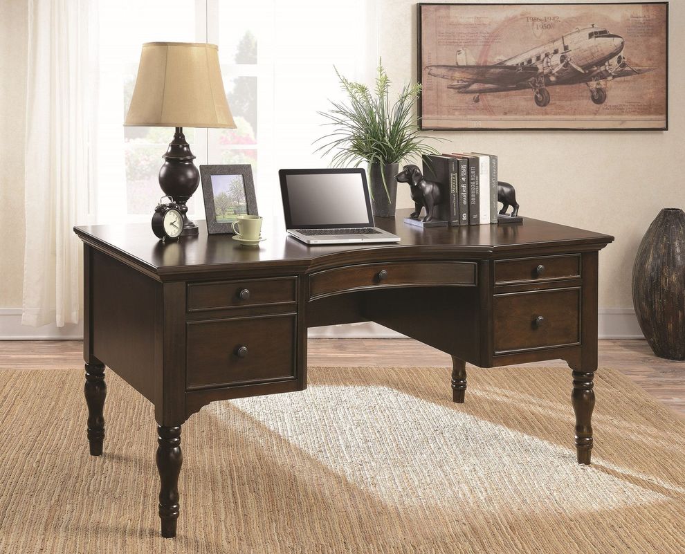 Traditional style chestnut brown finish office desk by Coaster