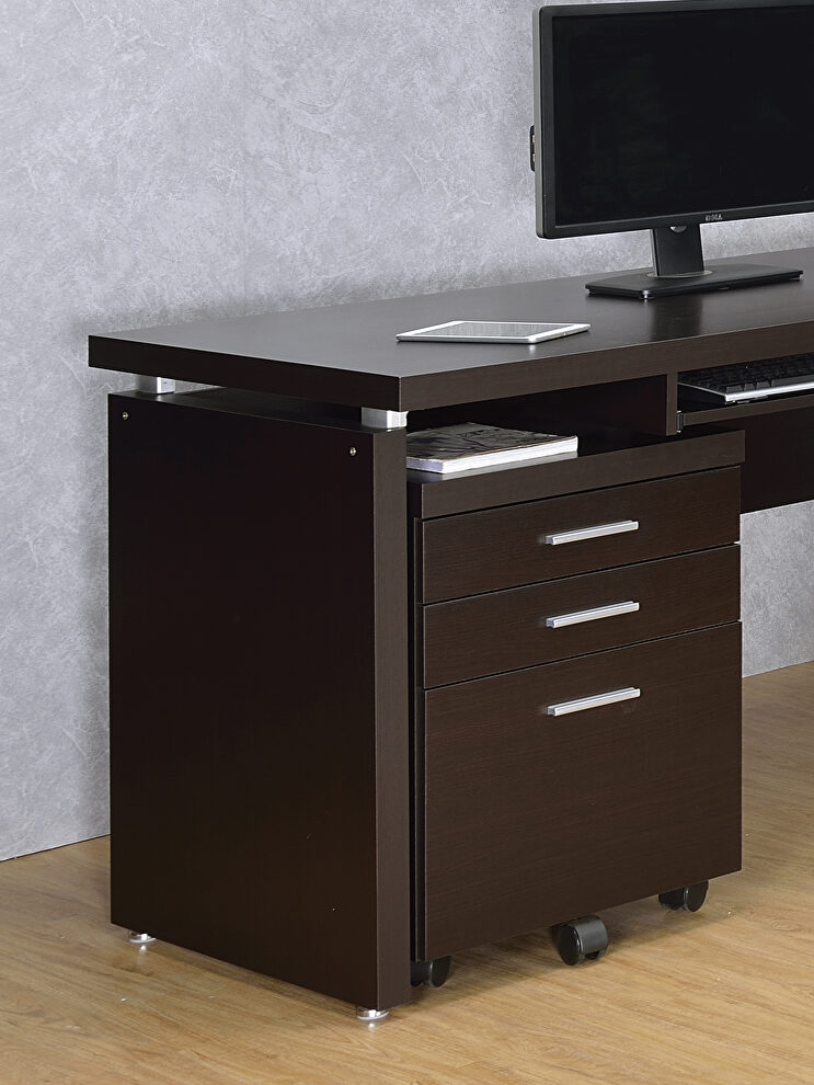 Skylar contemporary cappuccino three-drawer file cabinet by Coaster