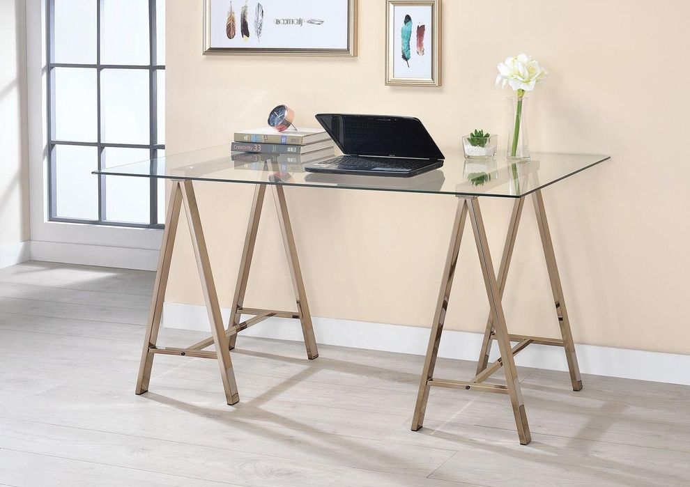 Glass top modern computer / office desk by Coaster