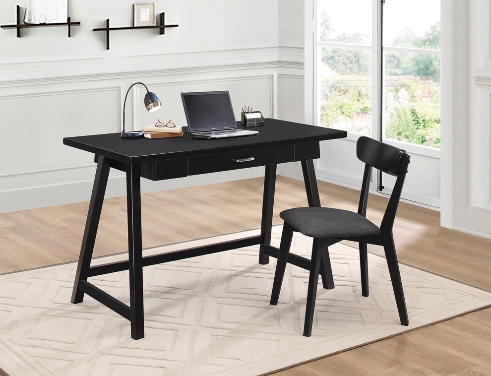 2pcs smaller size desk + chair set in black by Coaster