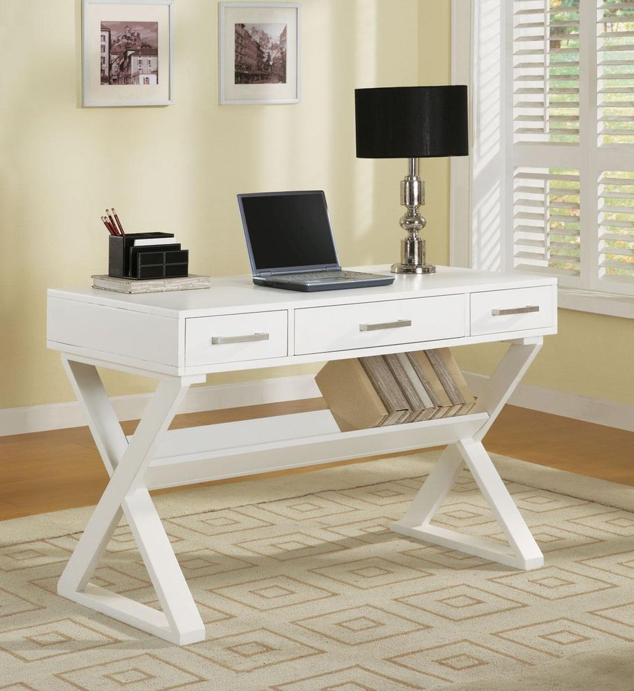 Casual white writing desk by Coaster