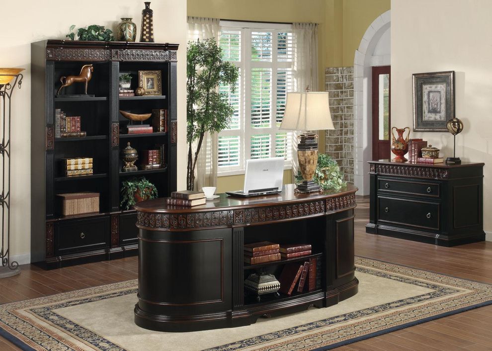 Rowan traditional black and espresso desk by Coaster