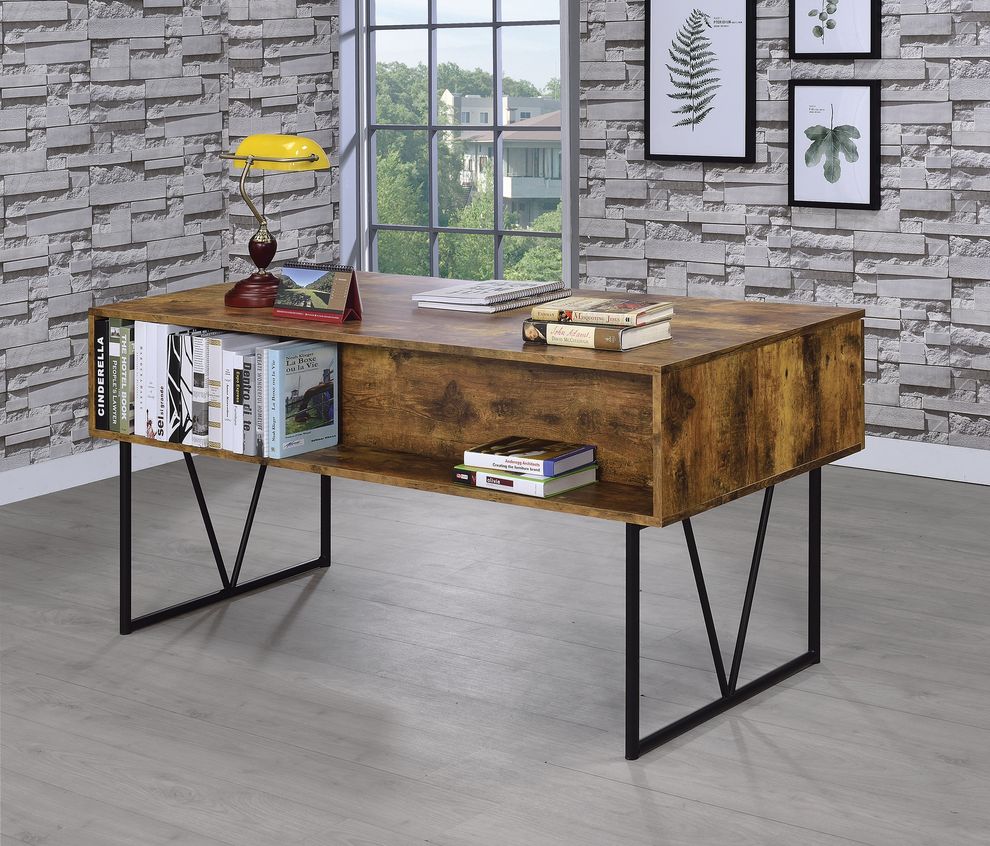 Analiese industrial antique nutmeg writing desk by Coaster