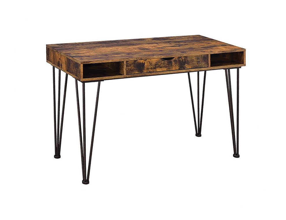 Industrial antique nutmeg writing desk by Coaster