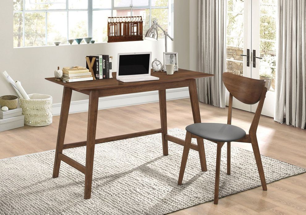 Mid-century modern walnut desk and chair set by Coaster