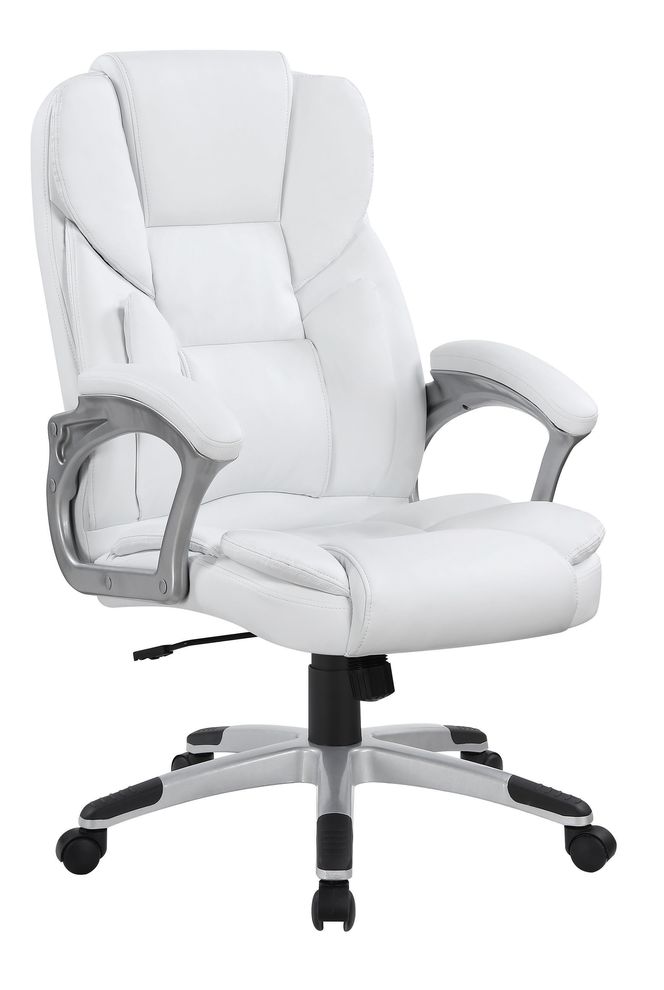 Casual white faux leather office chair by Coaster