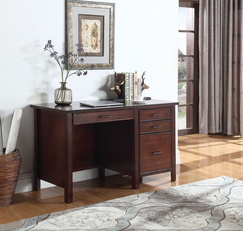Transitional style office desk in red brown by Coaster