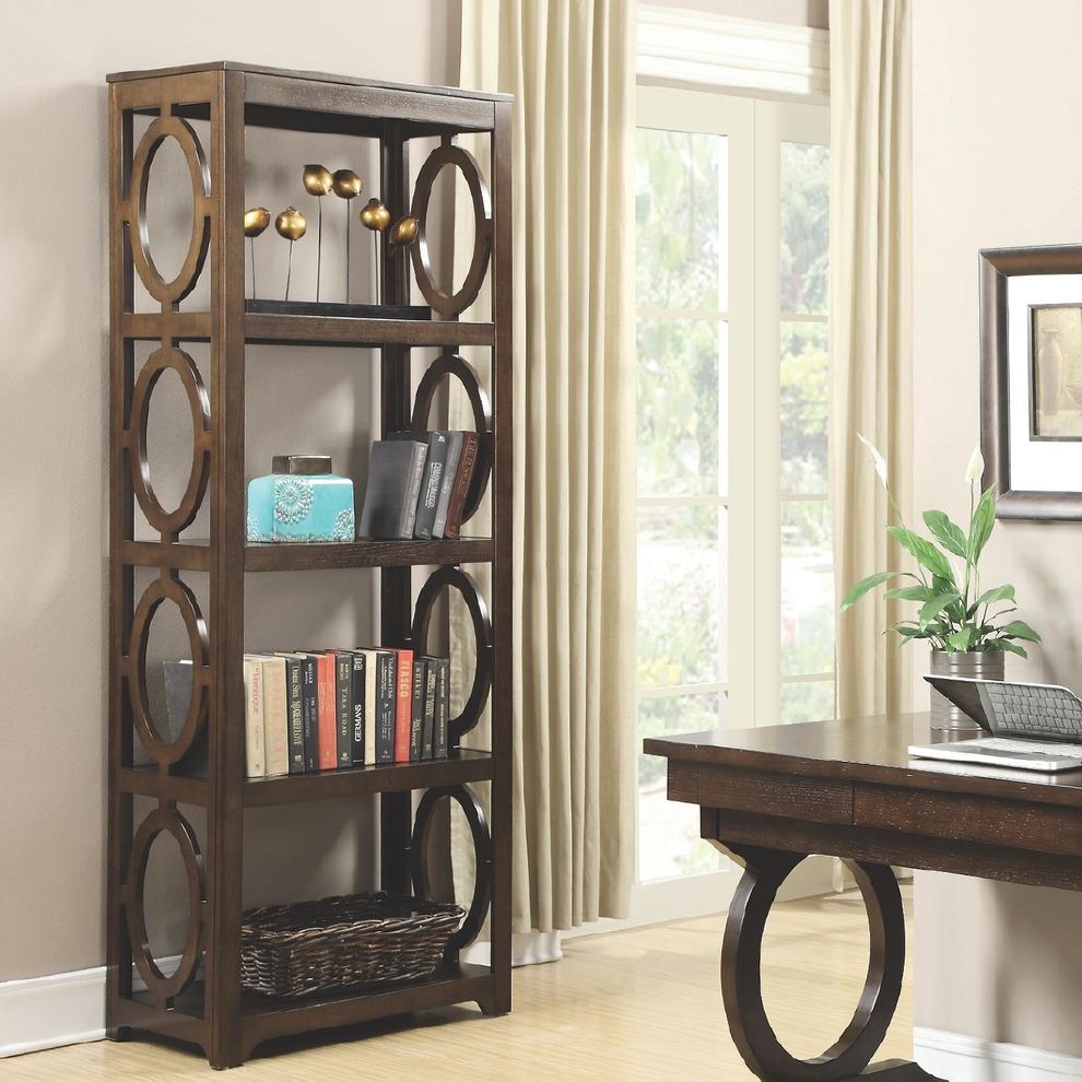Transitional chestnut bookcase by Coaster