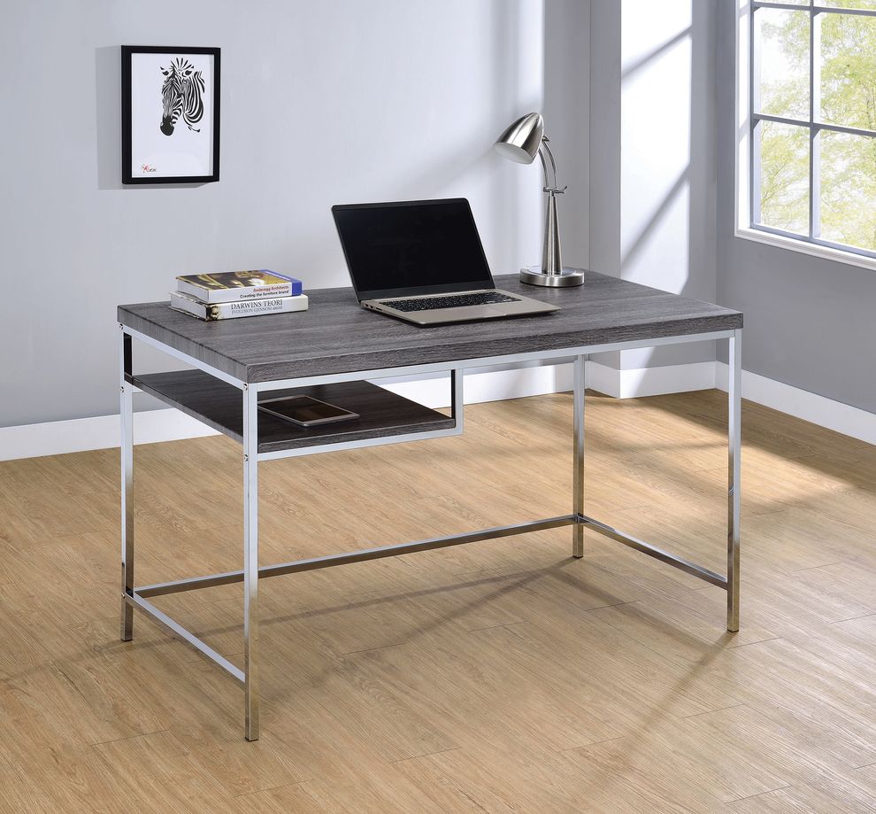 Contemporary weathered grey writing desk in simple style by Coaster