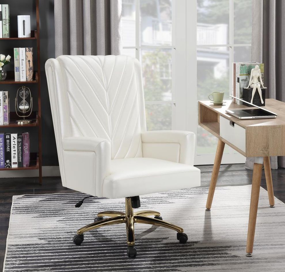 Modern office chair in white leather by Coaster