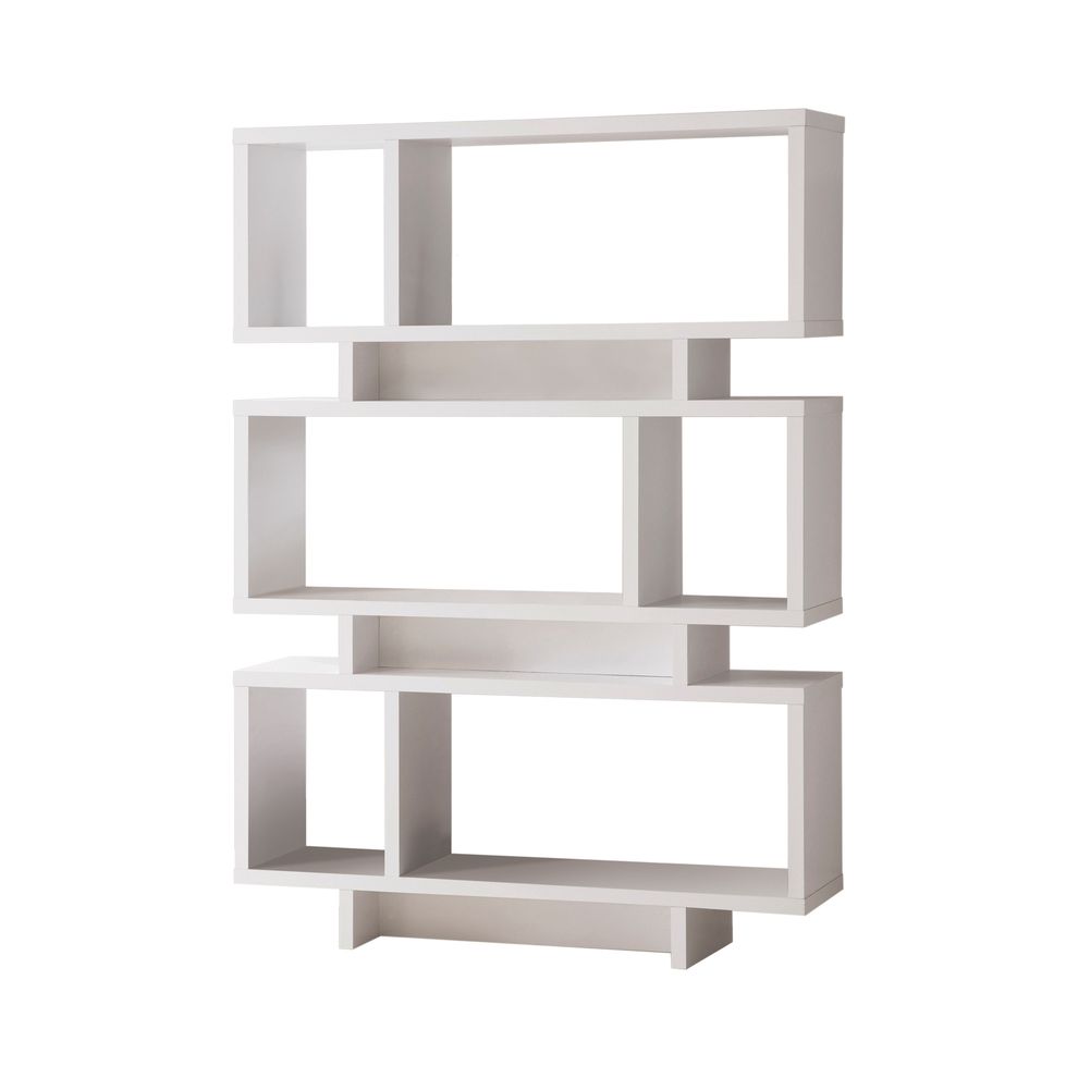 Contemporary white geometric bookcase by Coaster