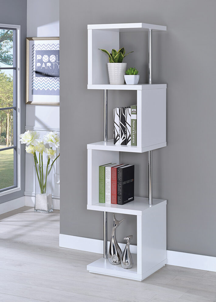 Modern white four-tier bookcase by Coaster