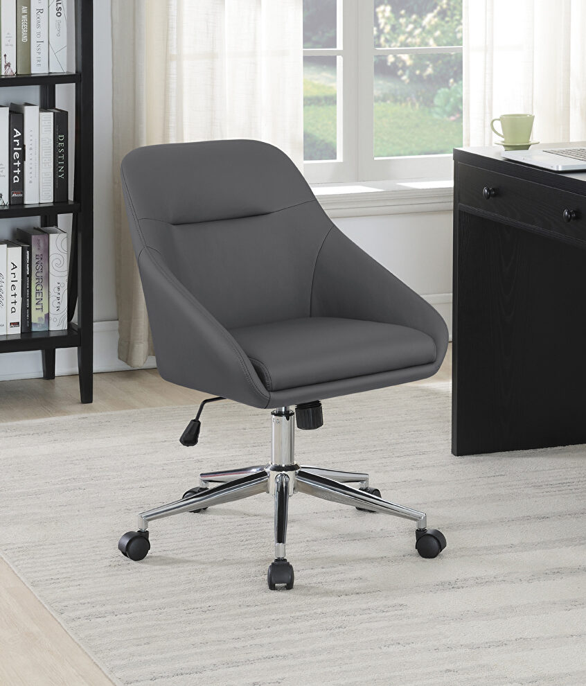 Gray leatherette upholstery office chair with casters by Coaster