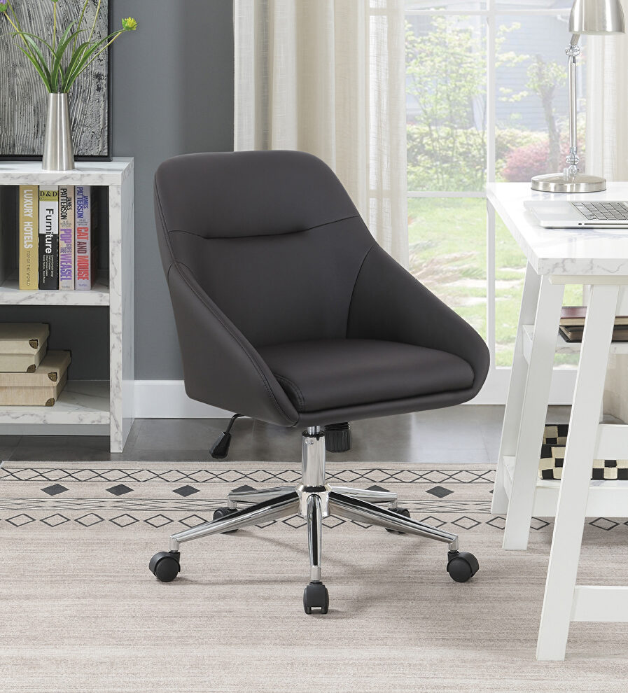 Brown leatherette upholstery office chair with casters by Coaster