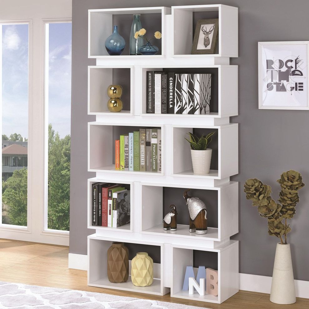 White contemporary bookcase by Coaster