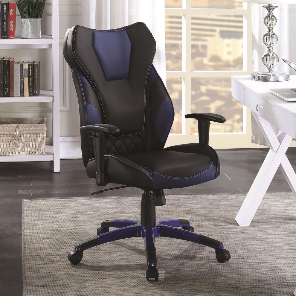 Black/blue leatherette modern office / computer chair by Coaster