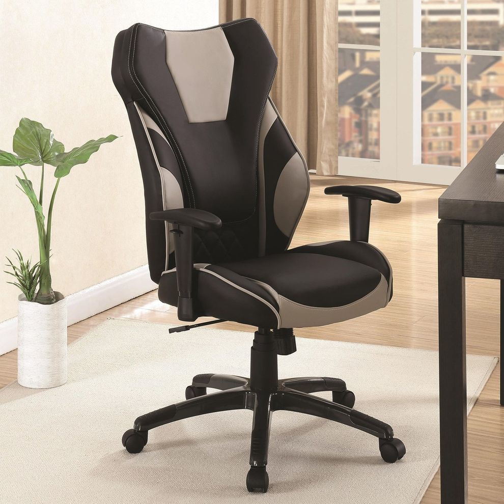 Black/gray leatherette modern office / computer chair by Coaster