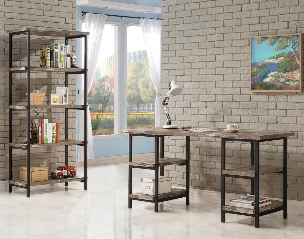 Savaged cabin finish contemporary office desk by Coaster