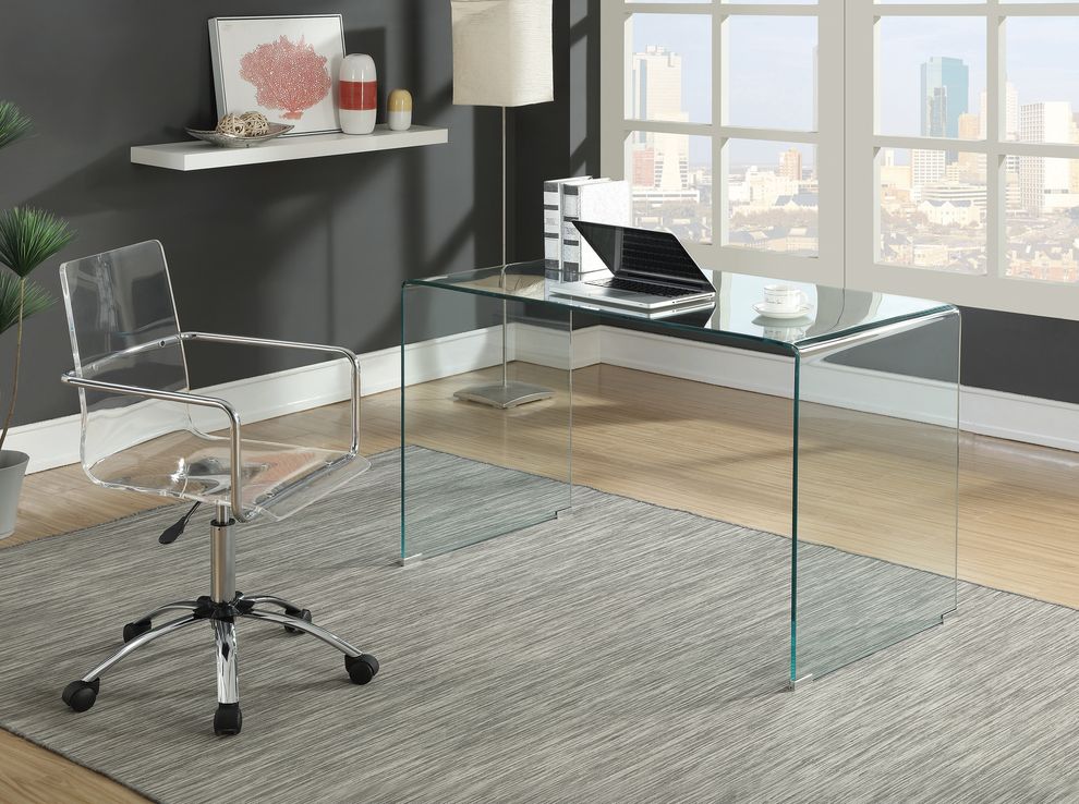 Contemporary clear glass writing desk by Coaster