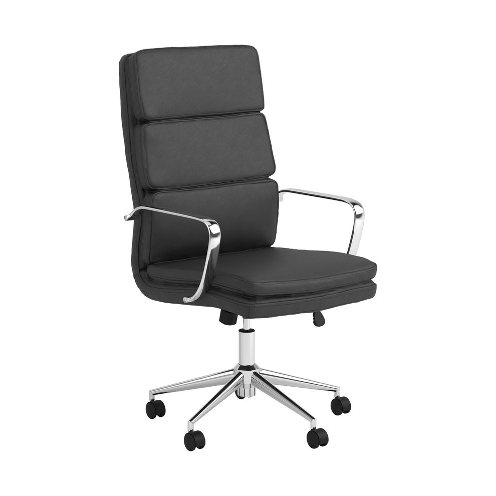 Office chair in black leatherette / chrome base by Coaster