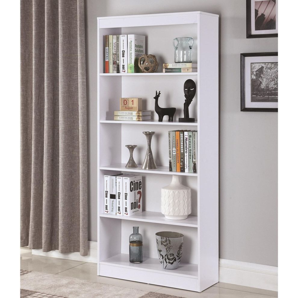 Stylish bookshelf in white by Coaster