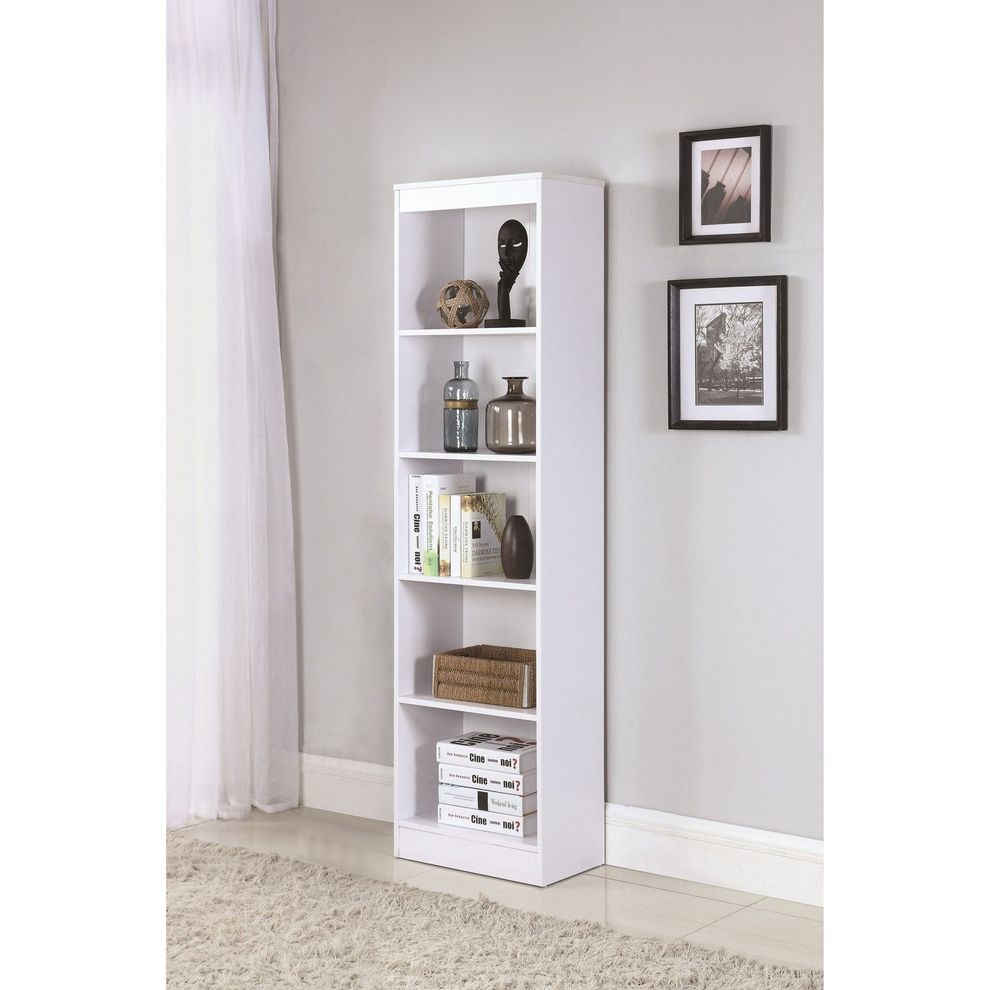 White contemporary office style bookcase by Coaster