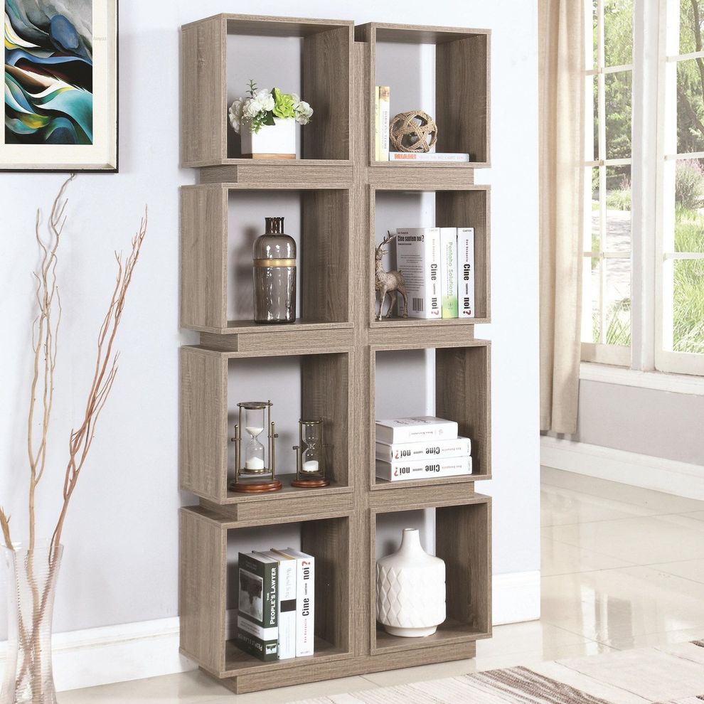 Weathered taupe contemporary office bookcase by Coaster
