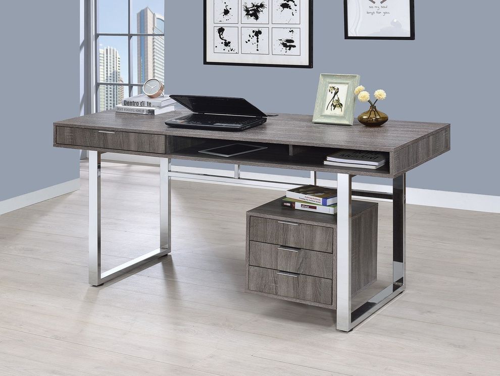 Contemporary weathered grey writing desk by Coaster