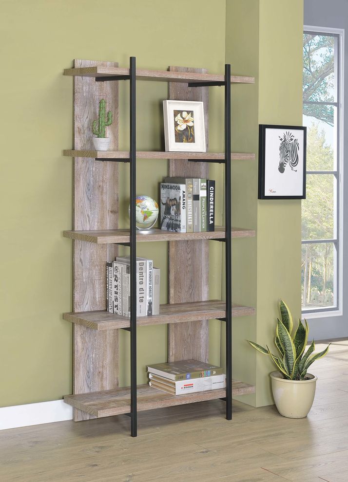 Rustic weathered oak bookcase by Coaster
