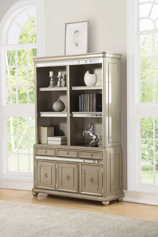 Metallic platinum home office double bookcase by Coaster