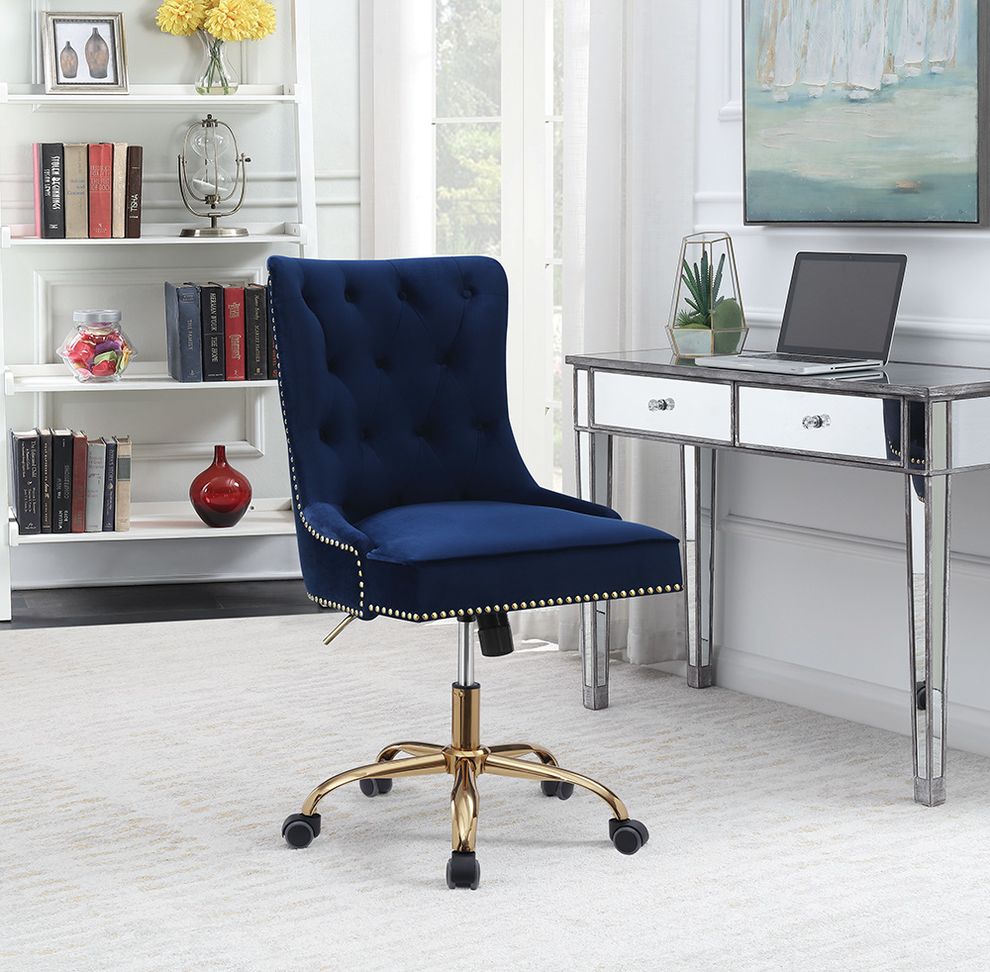 Modern blue velvet office chair by Coaster