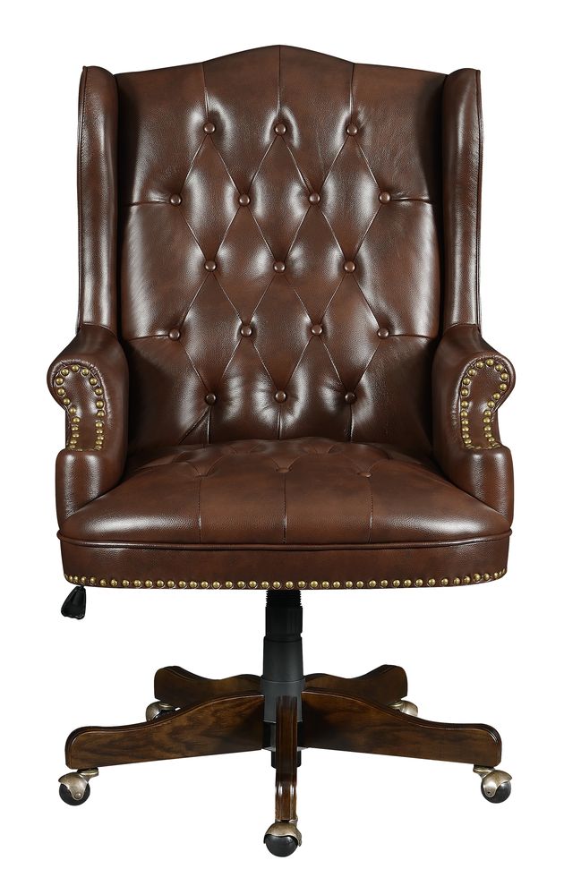 Executive tufted office chair in brown leatherette by Coaster