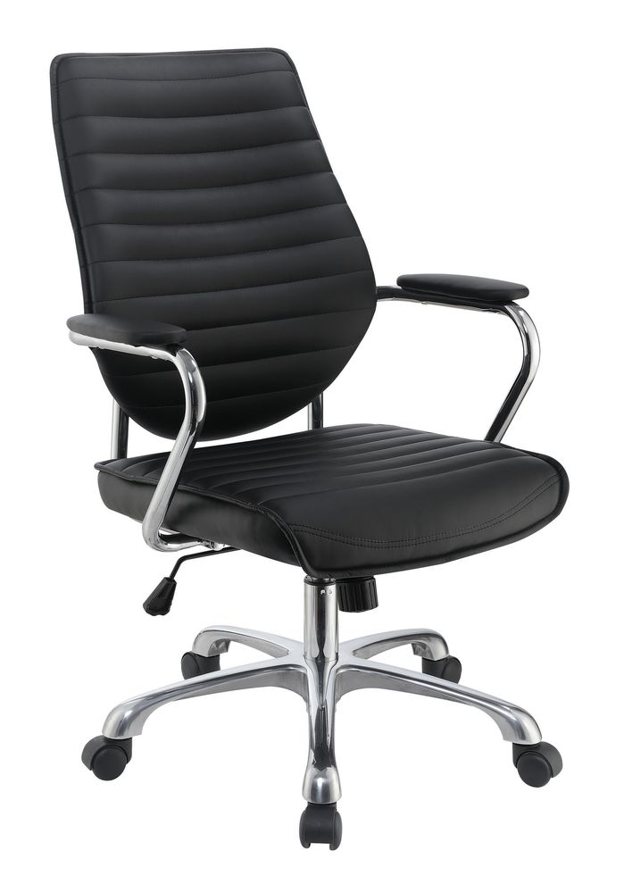 Office chair in black leatherette & chrome base by Coaster