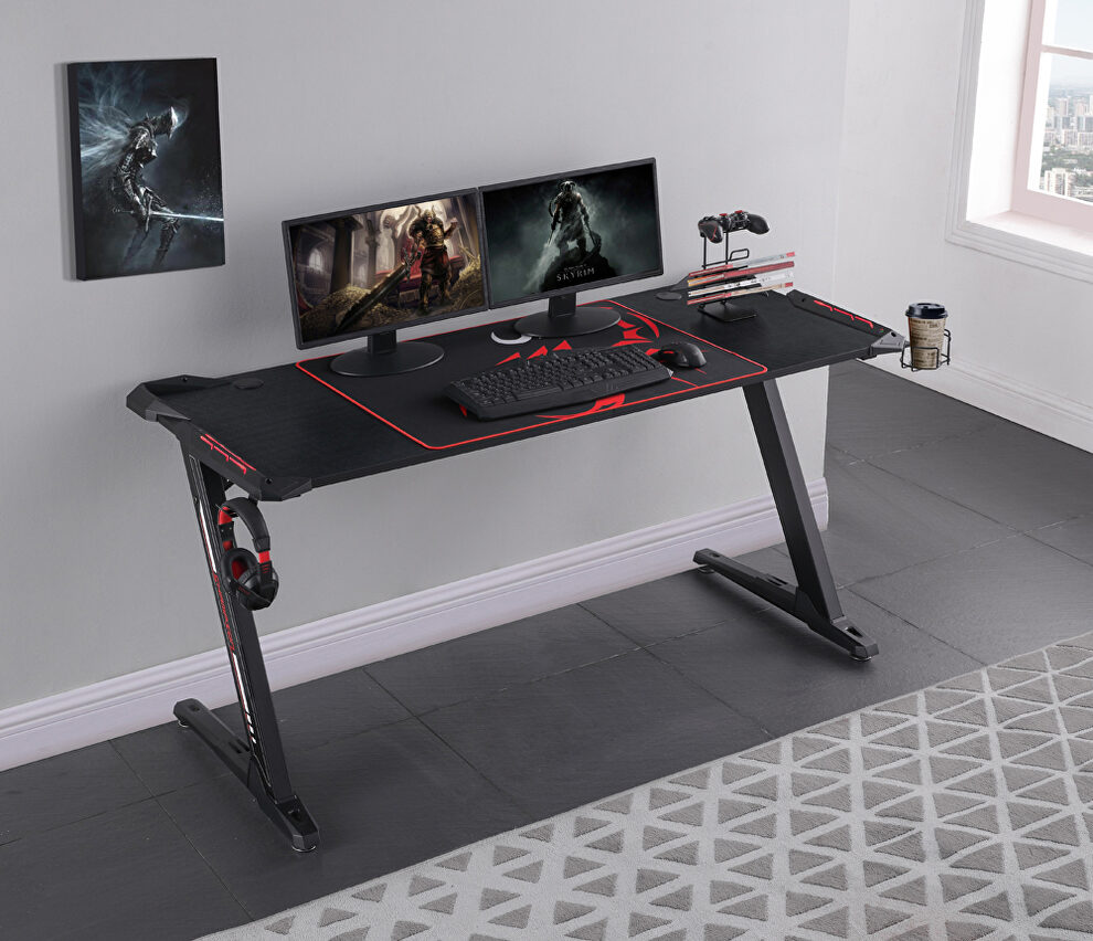 Metal z-shaped gaming desk black by Coaster