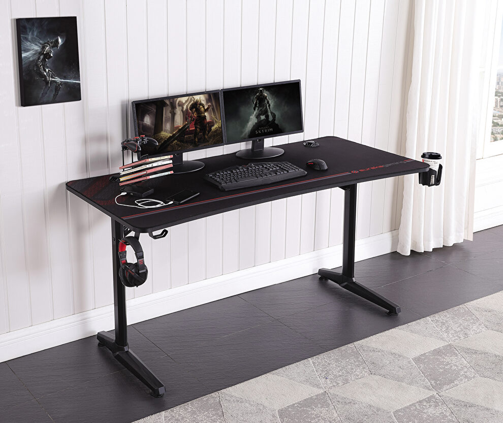Carbon fiber textured desktop gaming desk by Coaster