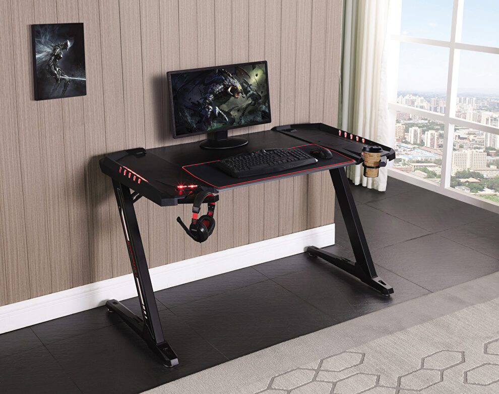 Carbon fiber textured surface gaming desk by Coaster